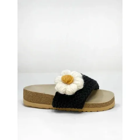 Amrose Paris Black Daisy Sandal