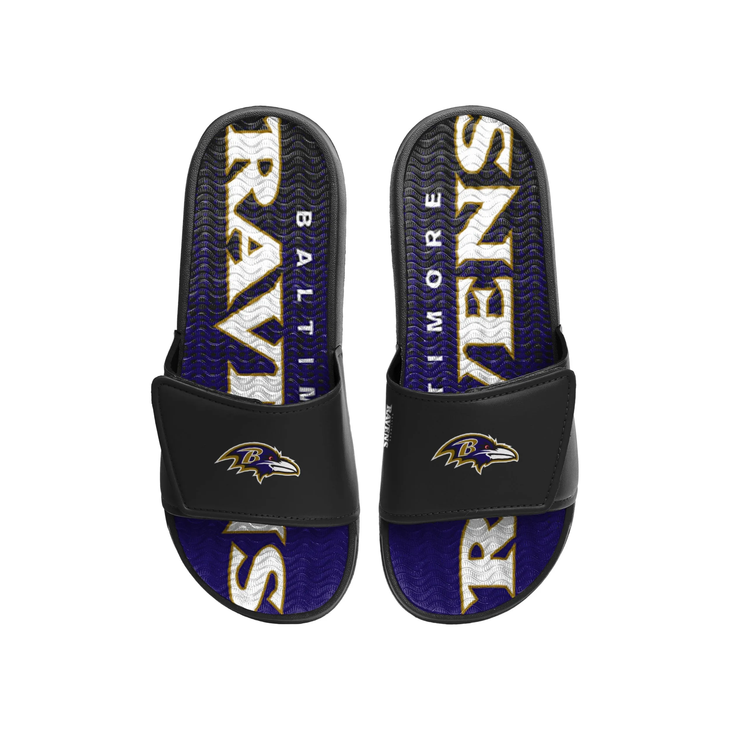 Baltimore Ravens NFL Mens Gradient Wordmark Gel Slide