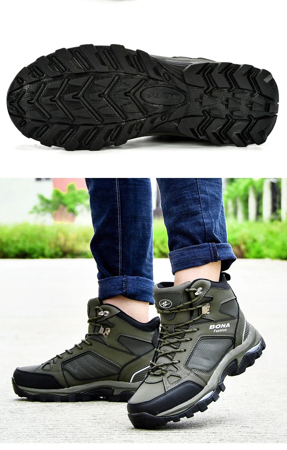 BONA Men Boots Anti-Skidding Leather Shoes Men Popular Comfy Spring Autumn Men Shoes Short Plush Snow Boots Durable Outsole