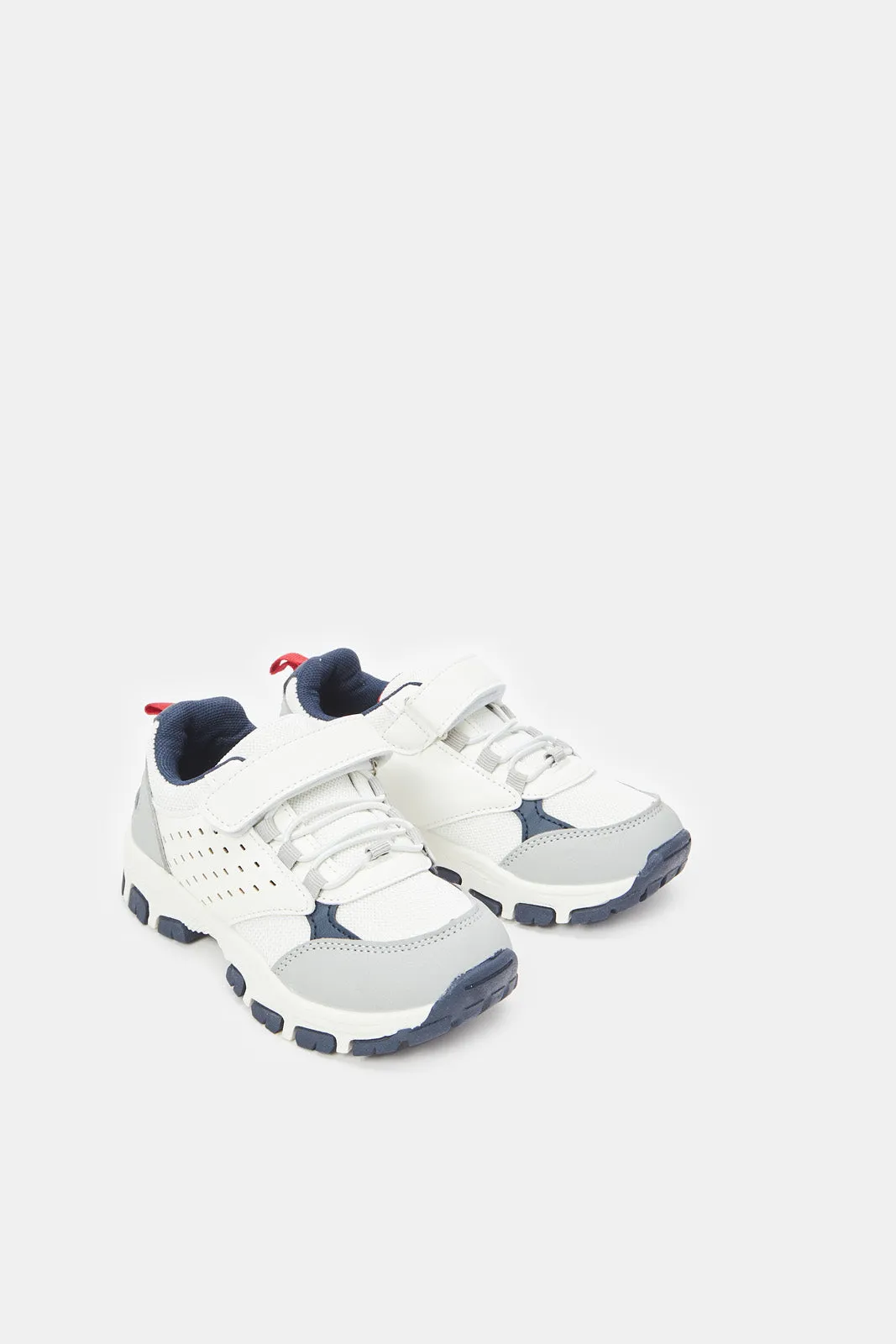 Boys White Material Block Trekker