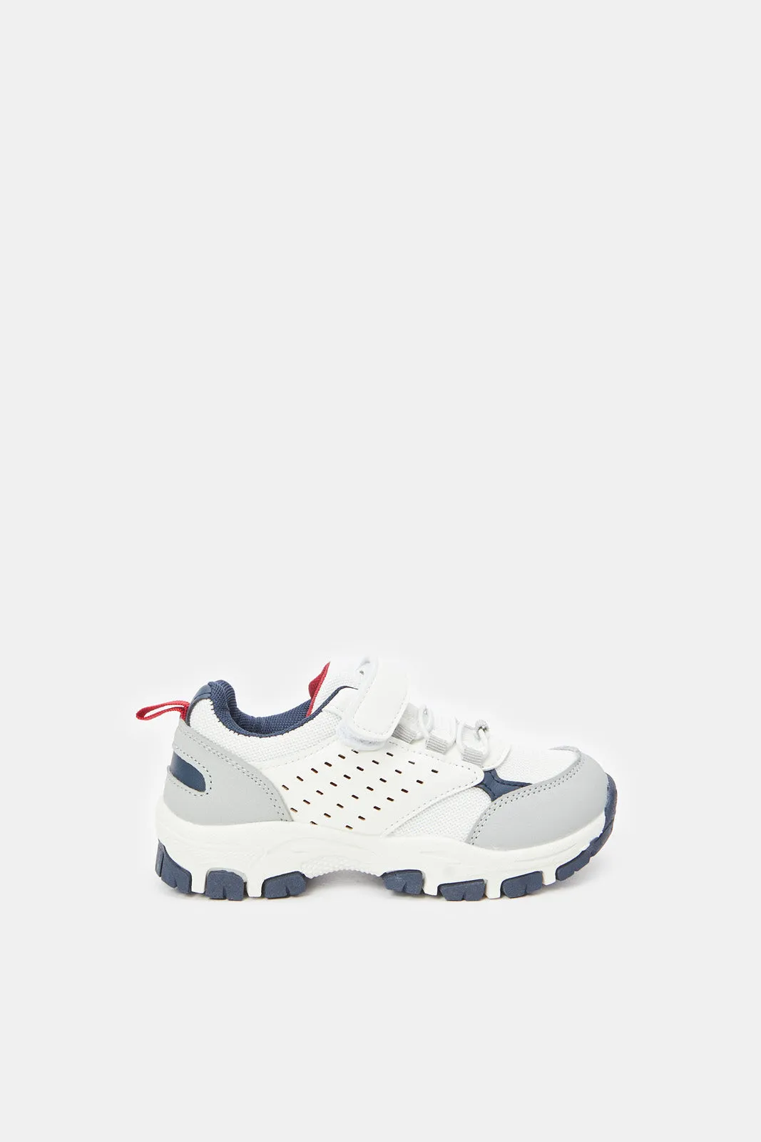 Boys White Material Block Trekker