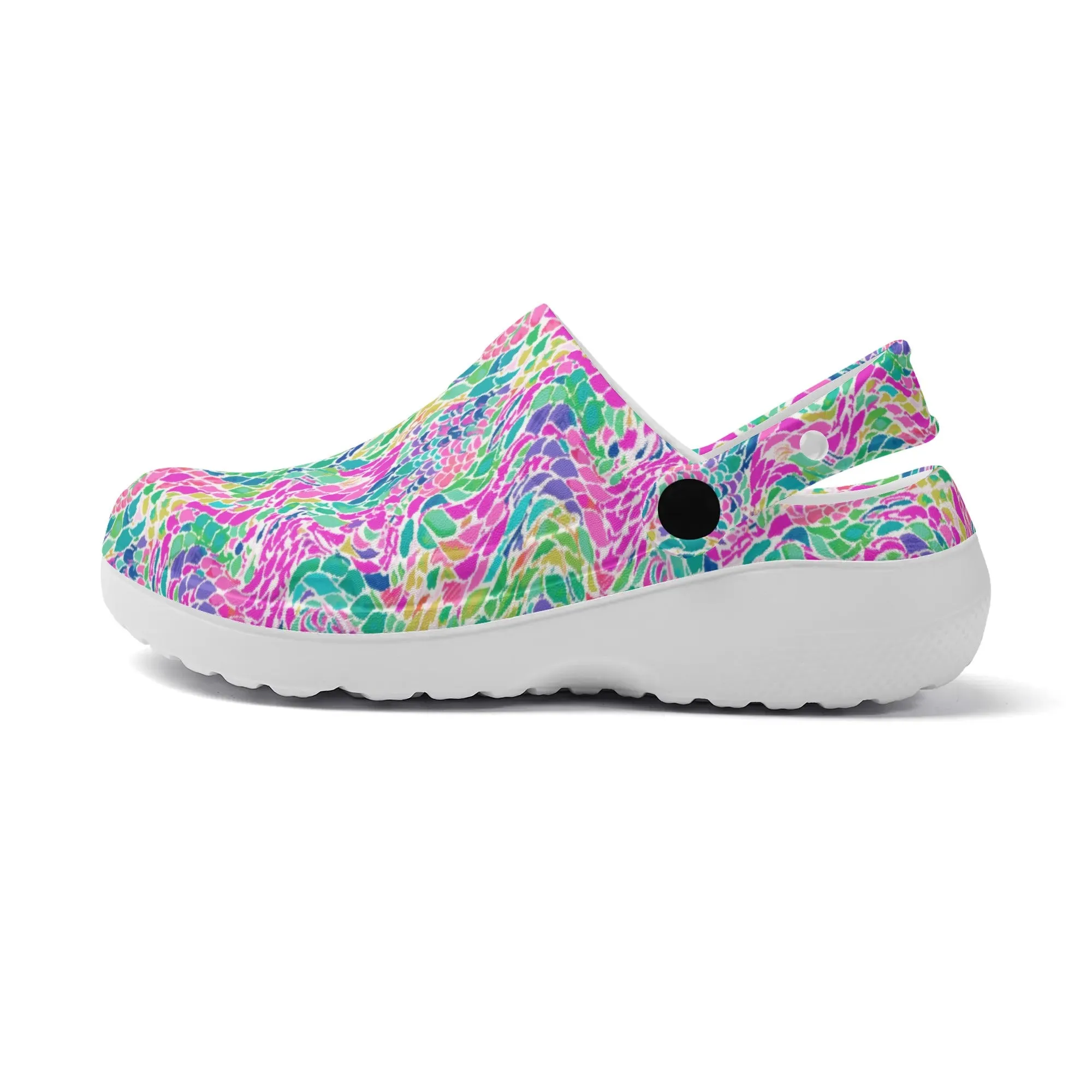 Enchanted Waves: Rainbow Mermaid Dancing in the Sea Casual Lightweight Slip On Nurse Style Clogs
