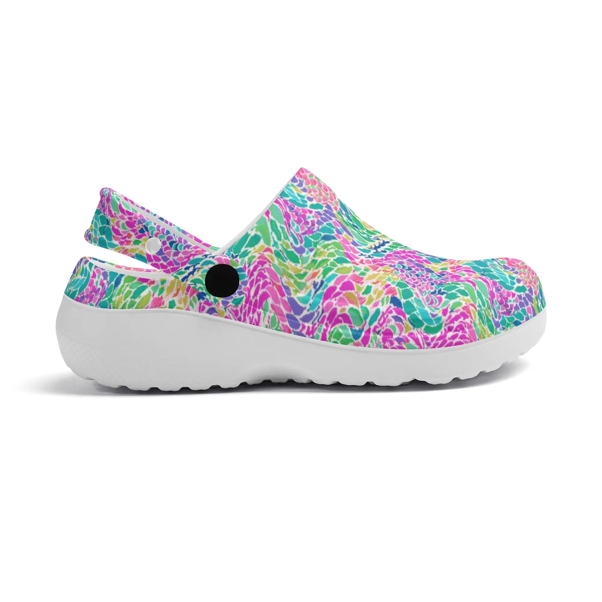 Enchanted Waves: Rainbow Mermaid Dancing in the Sea Casual Lightweight Slip On Nurse Style Clogs