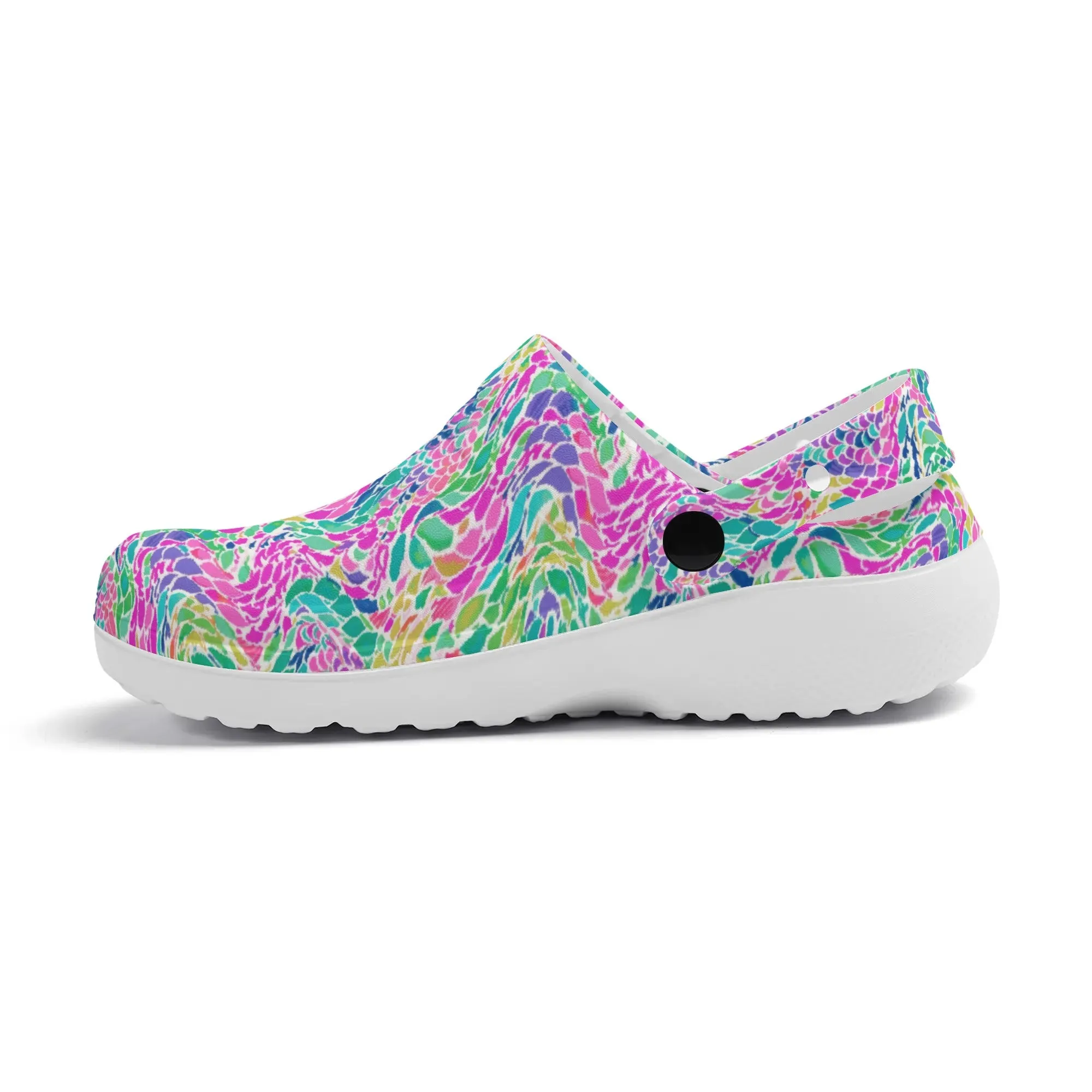 Enchanted Waves: Rainbow Mermaid Dancing in the Sea Casual Lightweight Slip On Nurse Style Clogs
