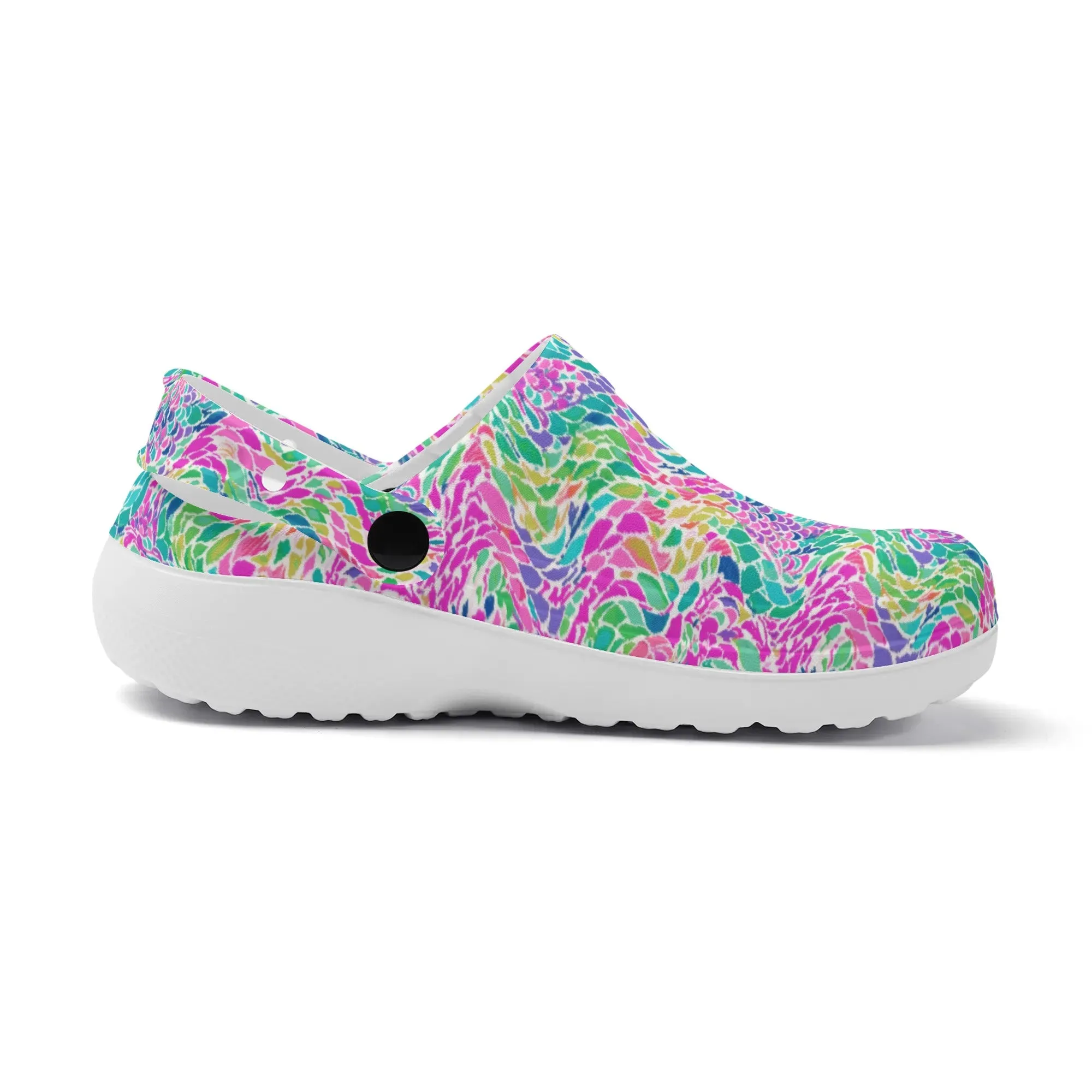 Enchanted Waves: Rainbow Mermaid Dancing in the Sea Casual Lightweight Slip On Nurse Style Clogs