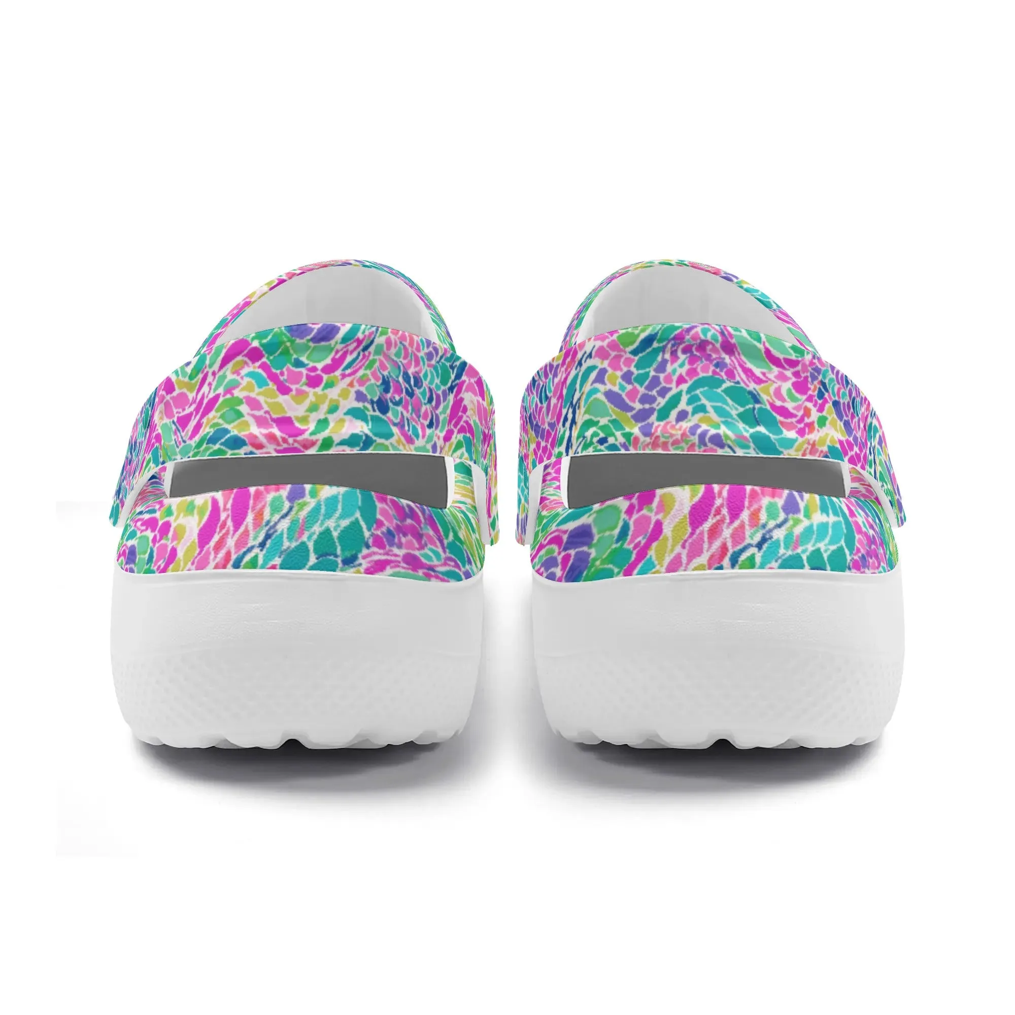 Enchanted Waves: Rainbow Mermaid Dancing in the Sea Casual Lightweight Slip On Nurse Style Clogs