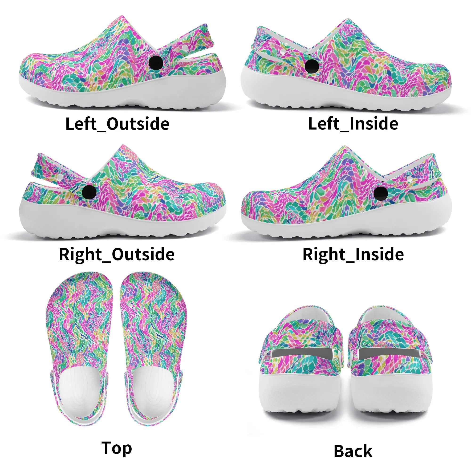 Enchanted Waves: Rainbow Mermaid Dancing in the Sea Casual Lightweight Slip On Nurse Style Clogs