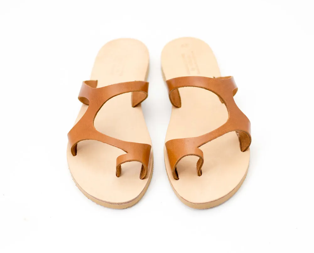 Hazel Brown Women slides, Leather sandals