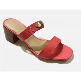 MICHAEL MICHAEL KORS Womens MK Plate Sandals 8 Dahlia Red Heeled Slide