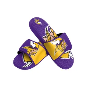 Minnesota Vikings NFL Mens Colorblock Big Logo Gel Slides