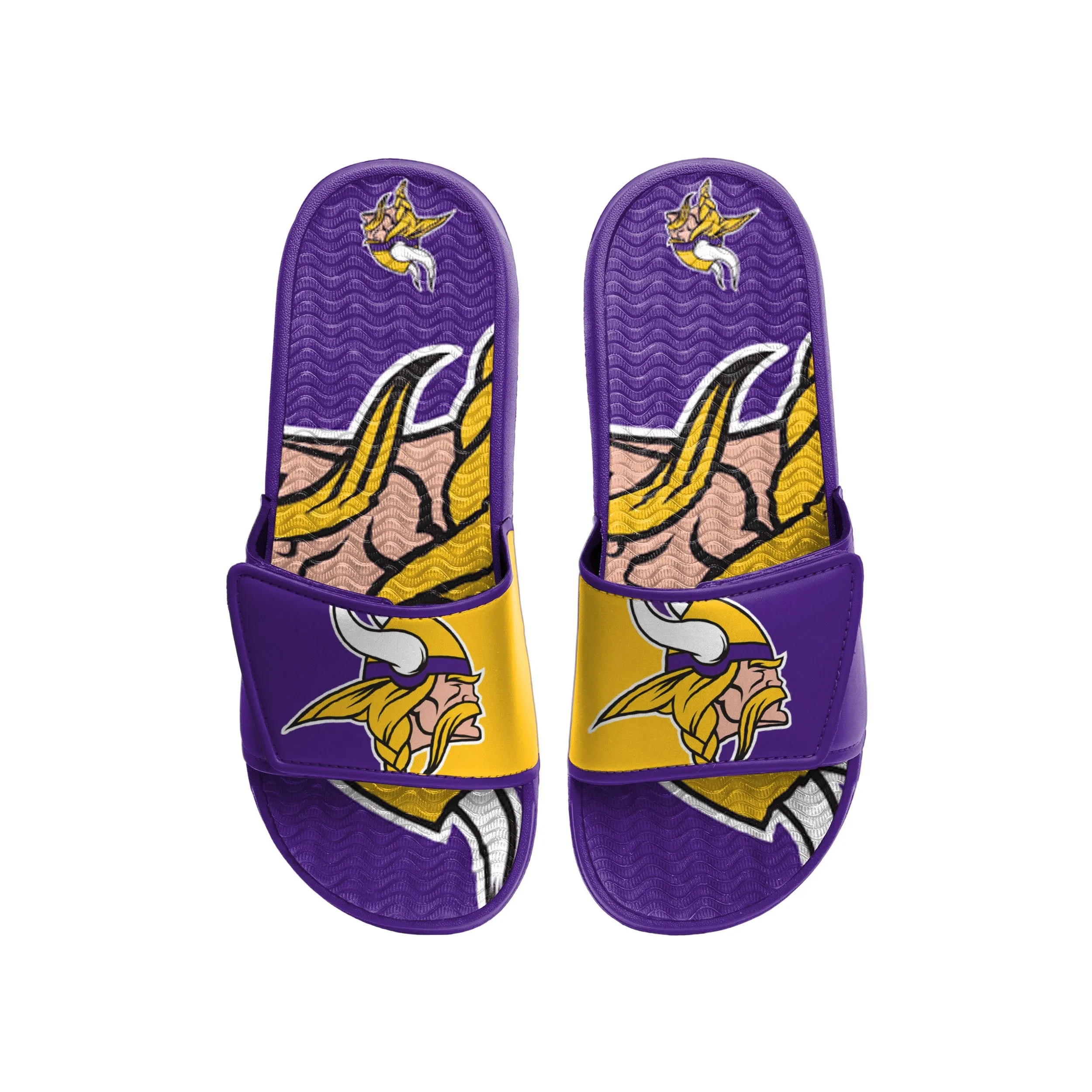 Minnesota Vikings NFL Mens Colorblock Big Logo Gel Slides
