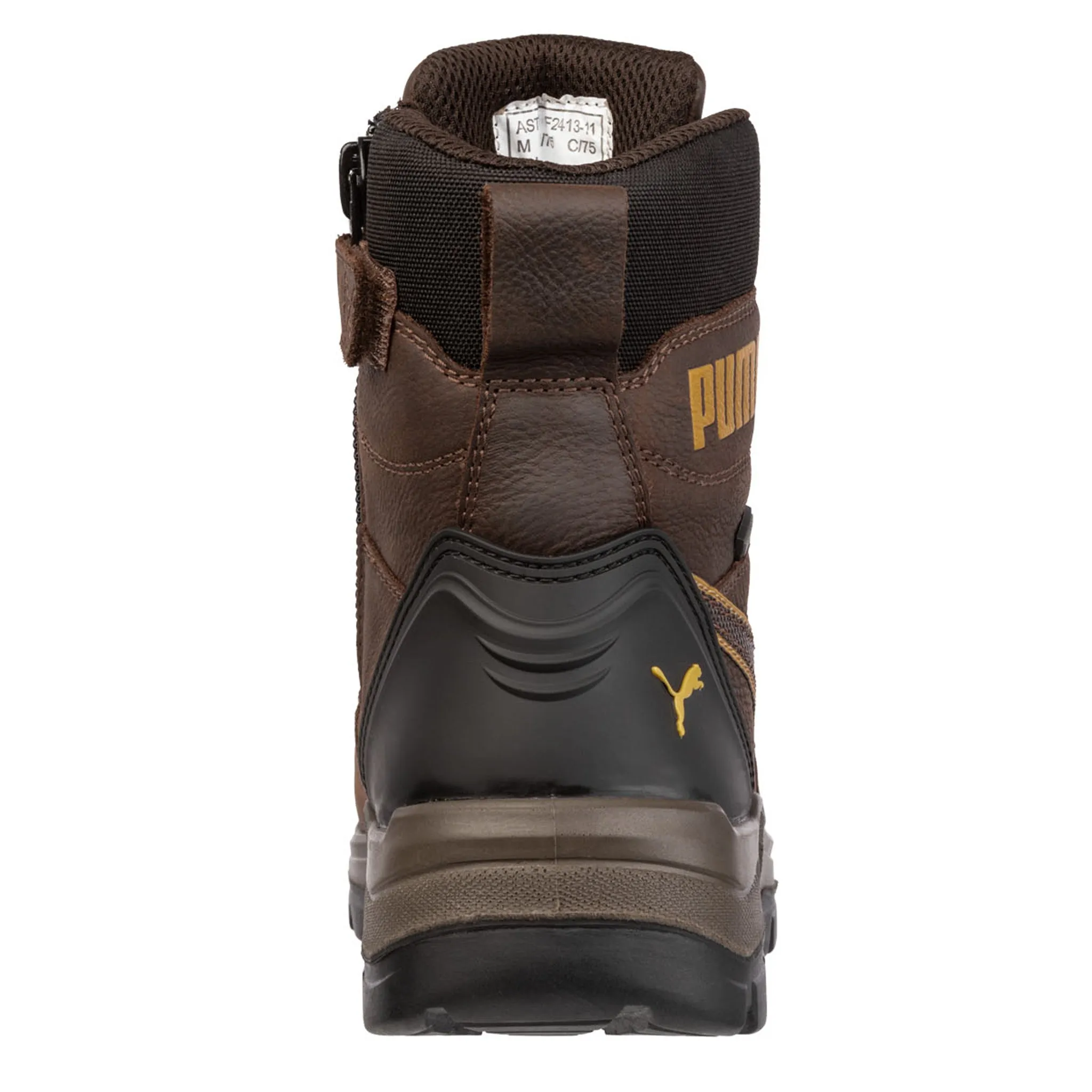 Puma Men's 630655 Conquest High Brown Waterproof Composite Safety Toe  Side-Zipper 7" Metal Free Work Boots