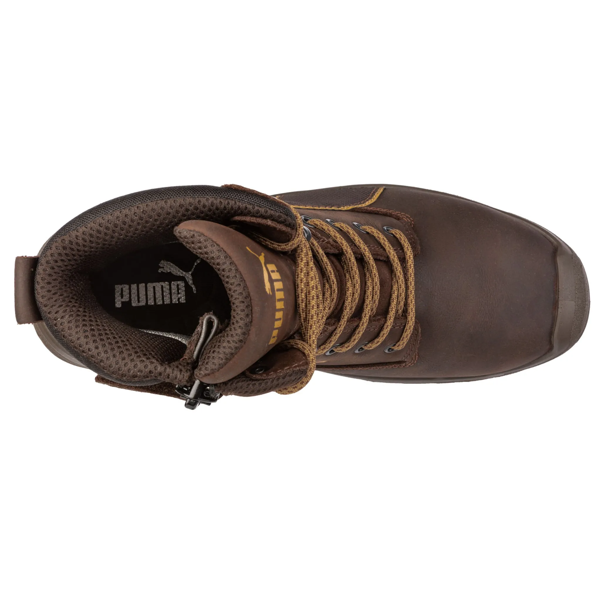 Puma Men's 630655 Conquest High Brown Waterproof Composite Safety Toe  Side-Zipper 7" Metal Free Work Boots