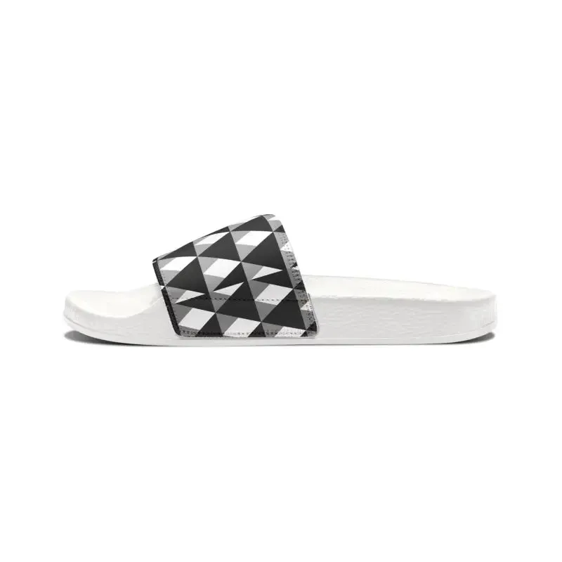 Sizzling Summer Mens White Pattern Pu Slide Sandals