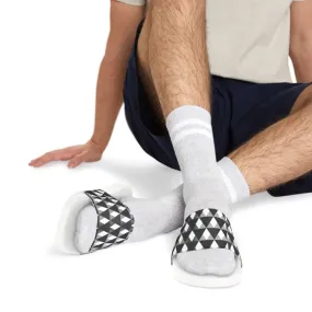 Sizzling Summer Mens White Pattern Pu Slide Sandals