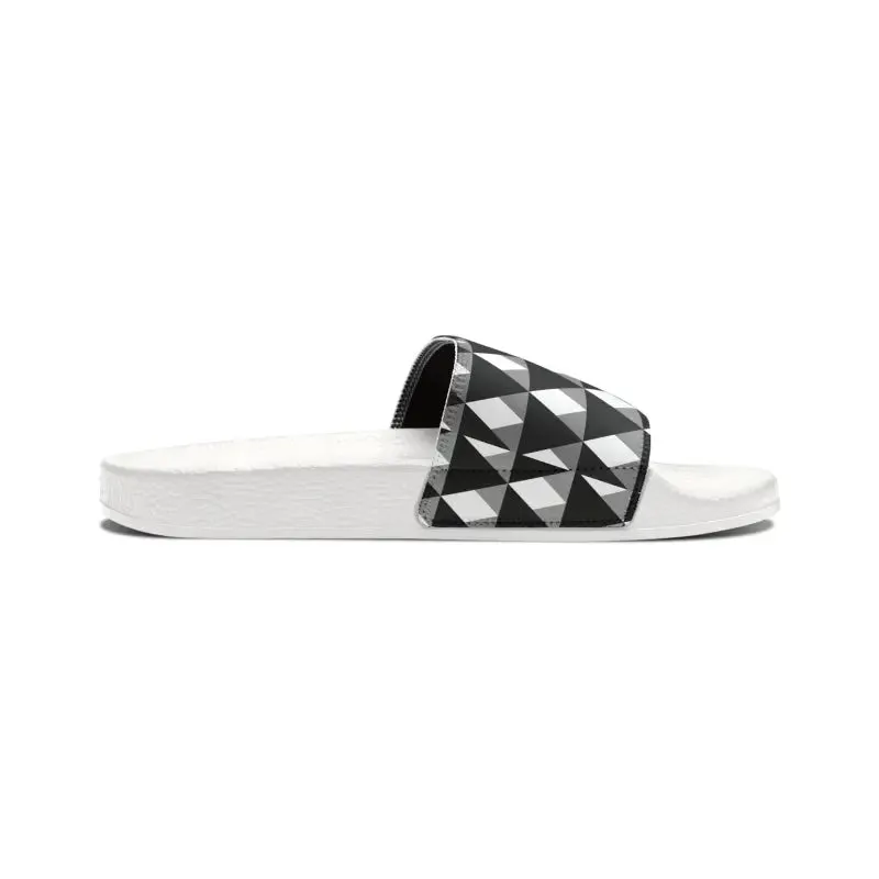 Sizzling Summer Mens White Pattern Pu Slide Sandals
