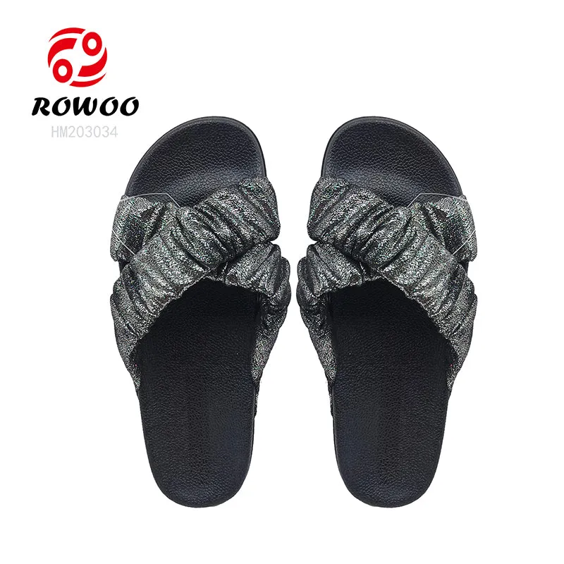 Wholesale Women's Cross Straps Slipper Sandals EVA Sole Platform Summer Flat Sandals with Anti-Slip Feature